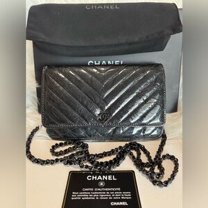 Chanel Chevron Wallet on Chain